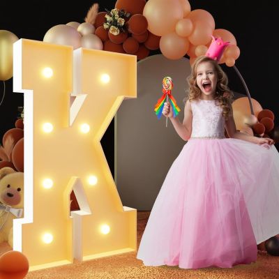 Dasgina Marquee Light Up Letters Wedding Decoration Mosaic Letters LED Lighted Numbers DIY Pre-Cut Frame Kit for 1st 18th 30th Birthday Anniversary Party Decor(Color:Letter K,Size:70cm/2.3FT)