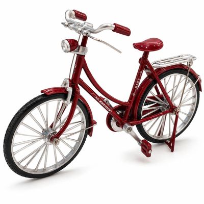 JIALINXIA 7.1 Inch Long Miniature Alloy Bicycle Model, Metal Bike Decor for Bookshelf, Desk, Home Office, Coffee Bar and Collectors Red