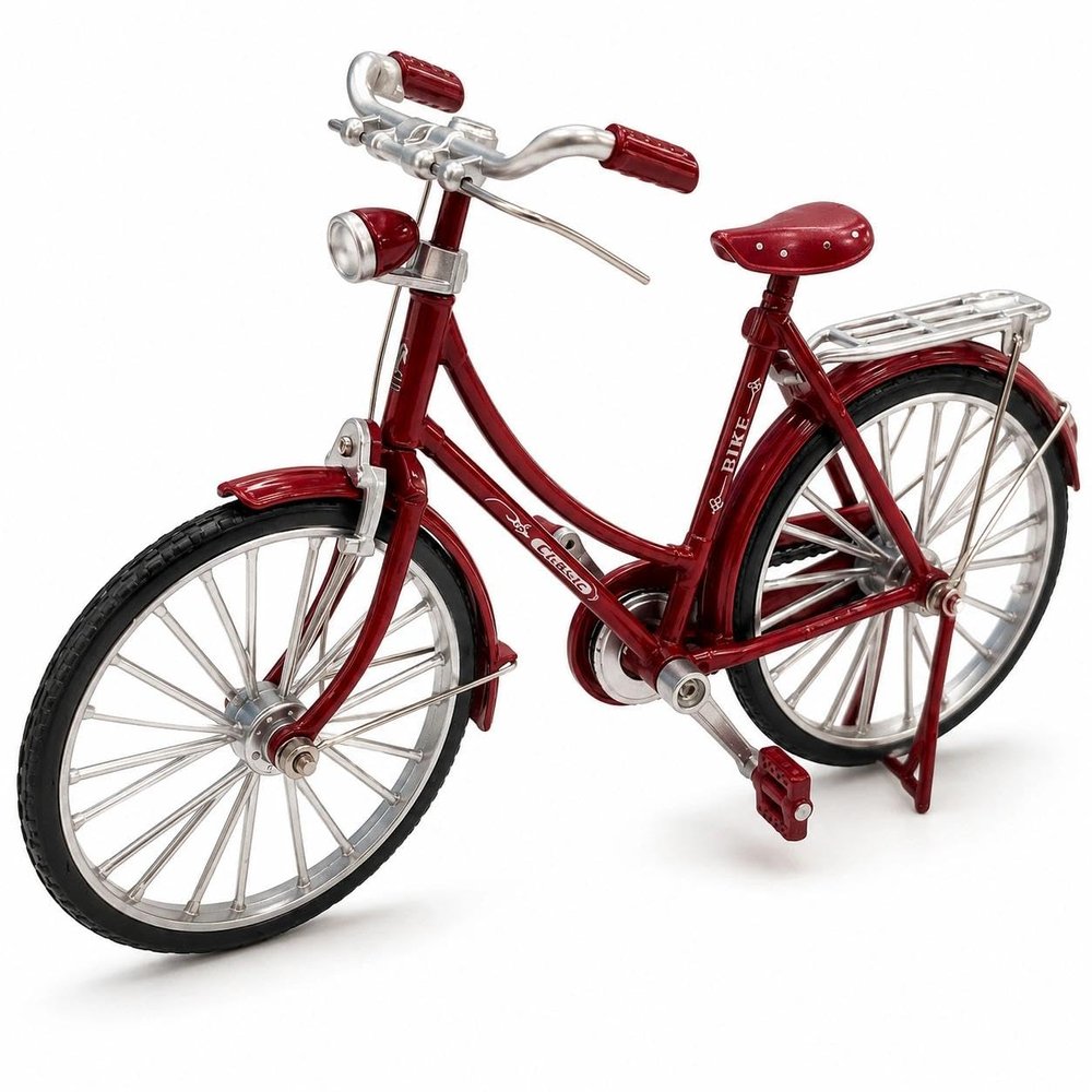 JIALINXIA 7.1 Inch Long Miniature Alloy Bicycle Model, Metal Bike Decor for Bookshelf, Desk, Home Office, Coffee Bar and Collectors Red
