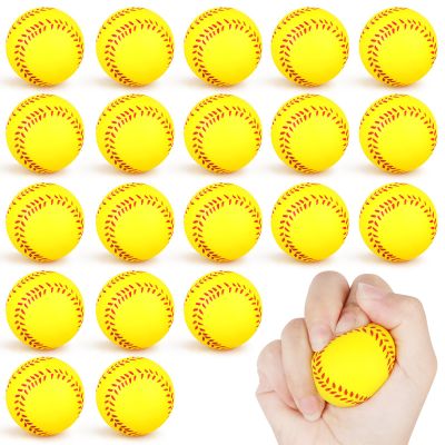 20PCS Mini Softball Stress Ball Foam Sports Balls Party Gift Tiny Baseball Toys for Stress Relief, Party Bag Gift Fillers, School Carnival Reward, Ball Games(Yellow)