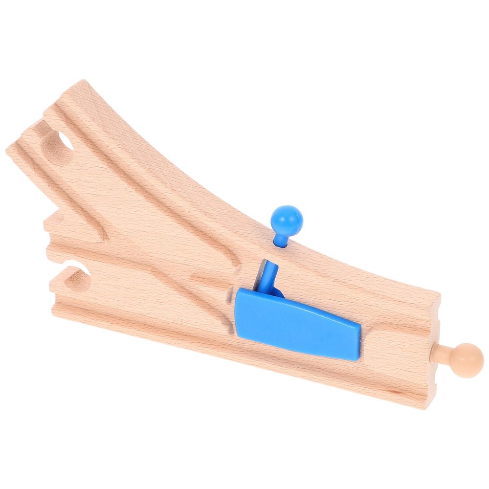 TOYANDONA Wooden Train Track Rail Station Accessory Curved Switch Tracks Toy Train Accessories