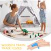 TOYANDONA Wooden Train Track Rail Station Accessory Curved Switch Tracks Toy Train Accessories view 4