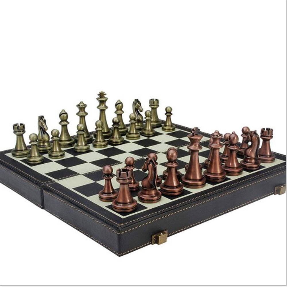 FGDIUCVN Traditional Games Chess Portable Leather Cover Chess Set Travel Chess Set Kids and Adults Folding Chess Board for Gift