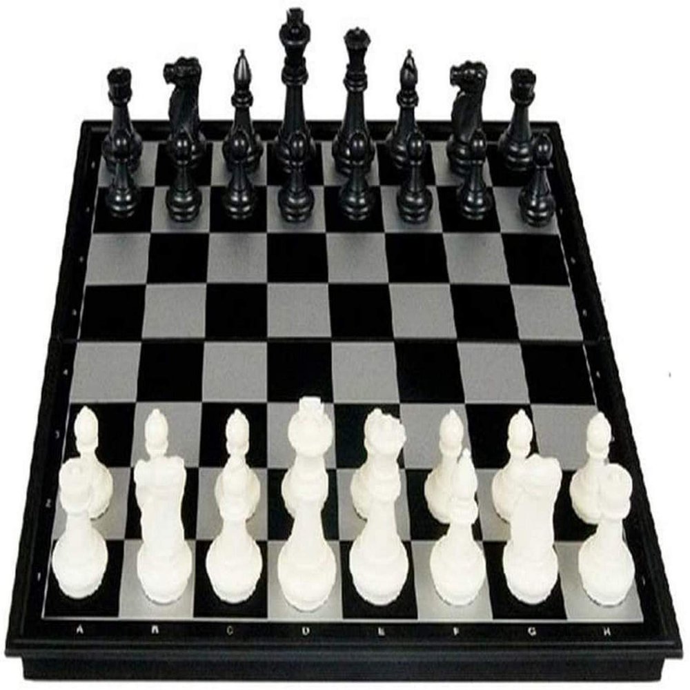 FGDIUCVN Classic Chess Set Chess Set Checkers Portable with Folding Magnetic Board Family Activity Games Entertainment Gifts Black and White Travel International Chess Board Games Set