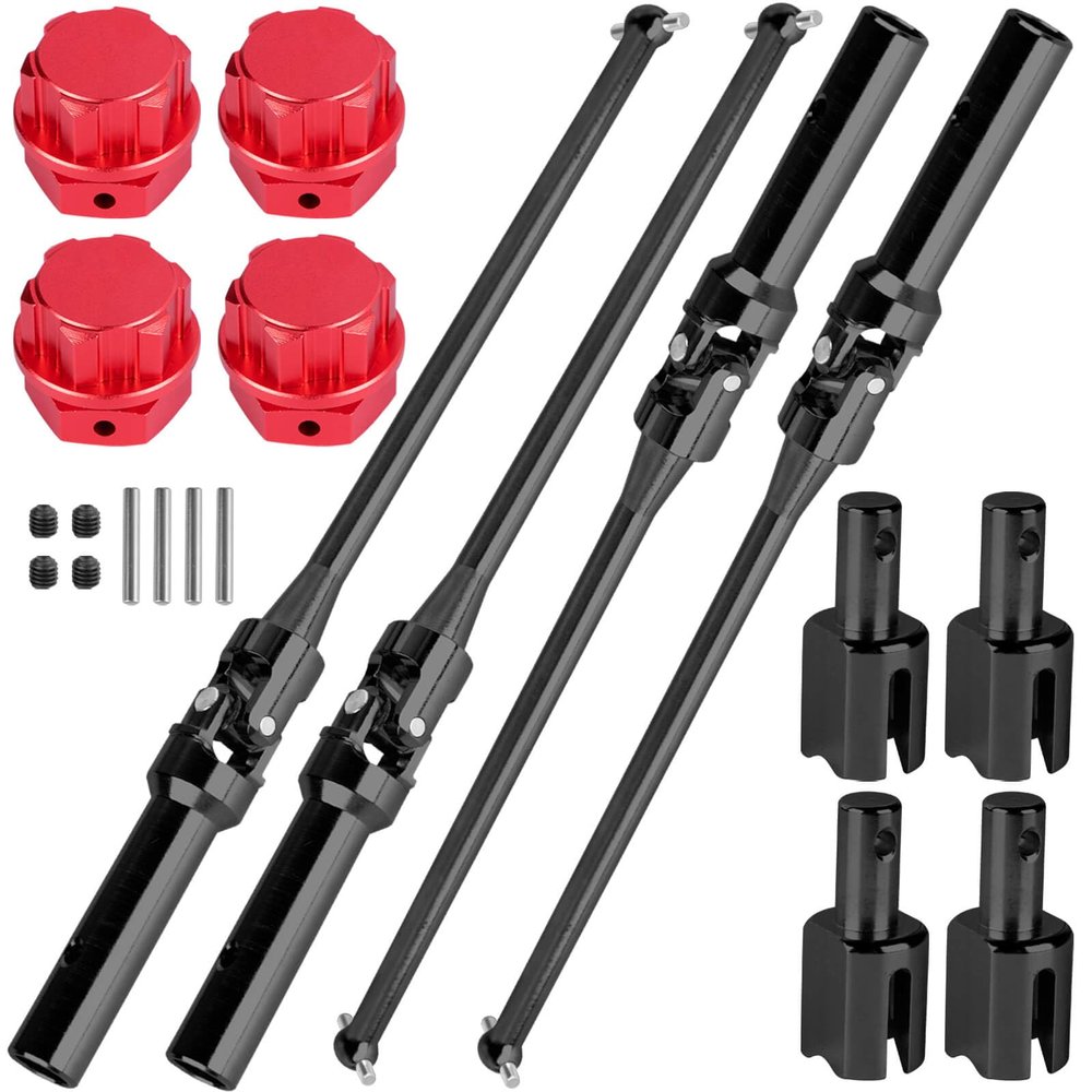 BRCatWPark RC Drive Shaft Axles & Diff Outdrive Upgrades Part for 1/5 KRATON 8S BLX/Outcast 8S BLX,4PCS Front Rear CVD Driveshaft w/Wheel Hex Nuts Hop Ups,Black & Red