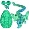 3D Printed Dragon Eggs with Articulated Fly Dragon Inside, Collectible Figurines Fidget Toy for Adults Kids Birthday Easter Christmas White Elephant Gifts for Friends Colleagues(Silk Green, M size) view 1