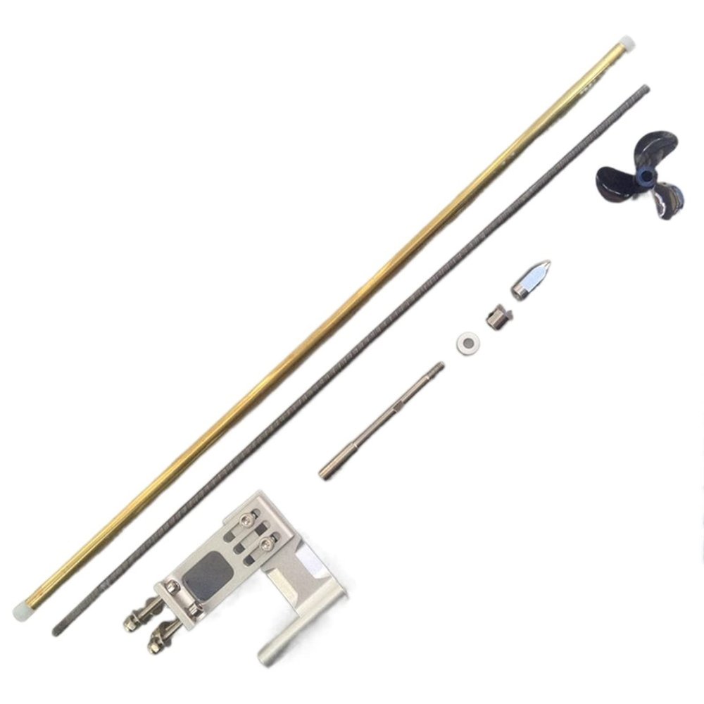 1Set/2Sets 4mm RC Boat Flexible Shaft+ Shaft Bracket+ Propeller Left/Right Kit Spare Parts for Brushless Electrical Boat Models(Size:1x Left Set)