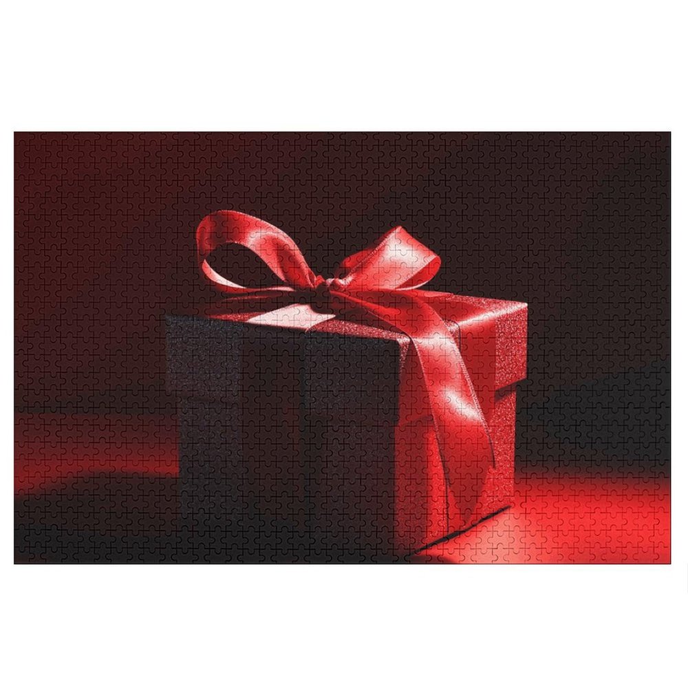 1000 PCS Jigsaw Puzzle for Adults Wooden Challenging Puzzle Red Ribbon Gift Box Custom Personalized Picture Puzzle for Adults & Kids Family Game Nights Wooden Puzzle