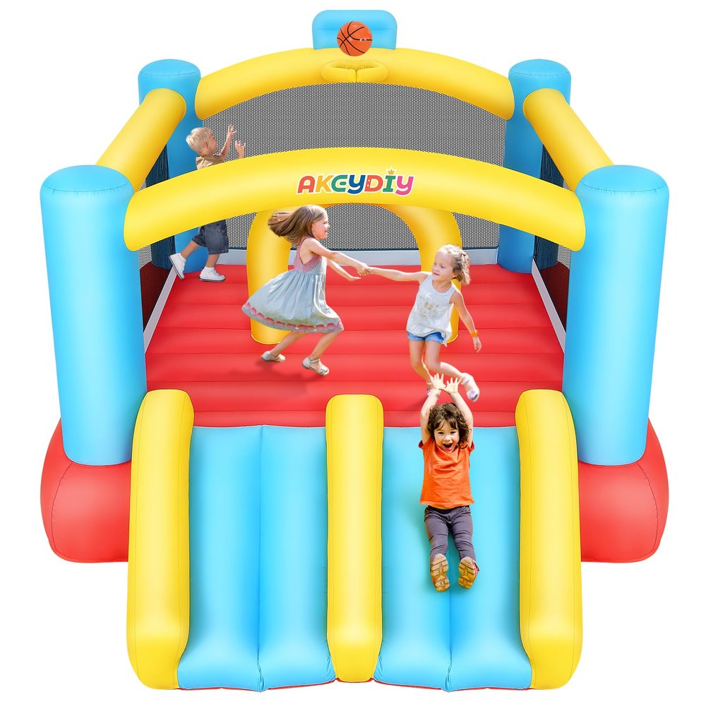 Inflatable Bounce House for Kids,12x8.8 FT Bouncy Castle for Outdoor Fun - Dual Lanes, Obstacle Arch Easy to Set Up & Included Air Blower & Carrying Bag