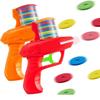 Sumind 2 Pcs Foam Disc Shooter Disc Launcher Zip Shot Shooter Blasters for Birthday Gifts Family Gatherings Games Outside Yard Activities (Red,Orange) view 1