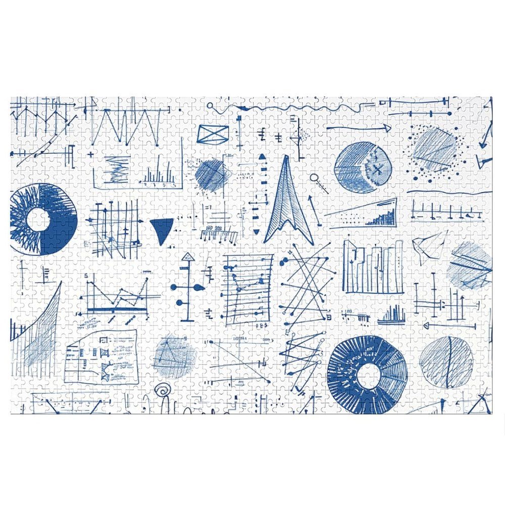1000 PCS Jigsaw Puzzle for Adults Wooden Challenging Puzzle with Blue Lines Custom Personalized Picture Puzzle for Adults & Kids Family Game Nights Wooden Puzzle
