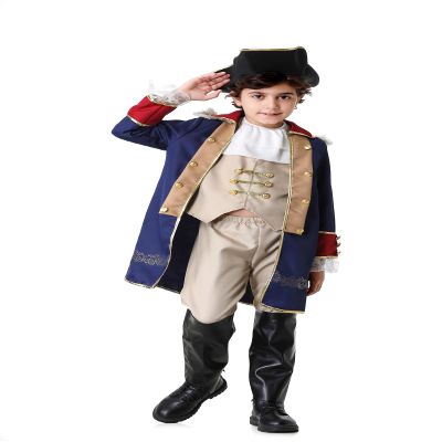 Colorful House George Washington Costume Kids Colonial Outfits Boys American Revolution Historic Navy Blue(11-12Y,2XL)