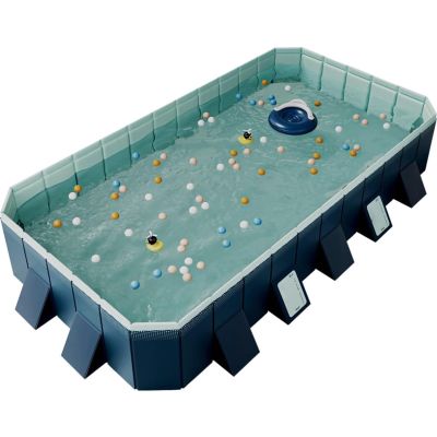 Foldable Rectangular Family Swimming Pool, Kids Swimming Pool Pet Bath Tub, Wading Pool Collapsible Hard Plastic Non-Slip Extra Large Pool for Dogs & Cats & Kids(Size:9.8 * 5.4 * 1.8FT)