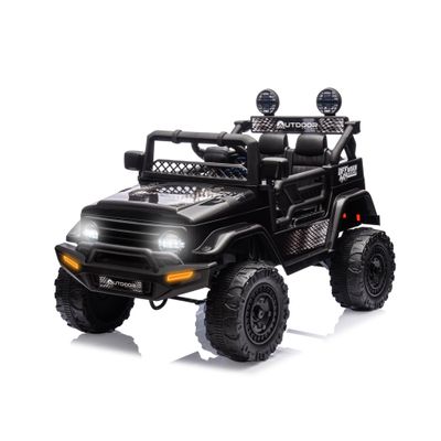 Outdoor Cruiser 12V Kids Ride-On Car with Remote Control - Dual 25W Motors, 4.5AH Battery, Safety Belt, Emergency Stop, Spring Suspension, Smooth Terrain Drive, Max Load 66 lbs, Ages 3-8 Years, Black