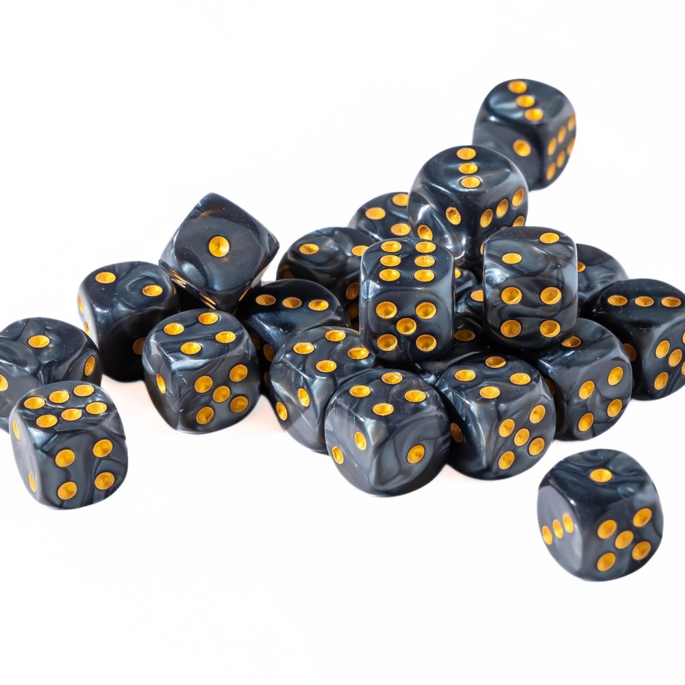 25 Count Pack of 12mm D6 Dice - Matching Collection of 6 Sided Dice with Pips (Stone Slab)