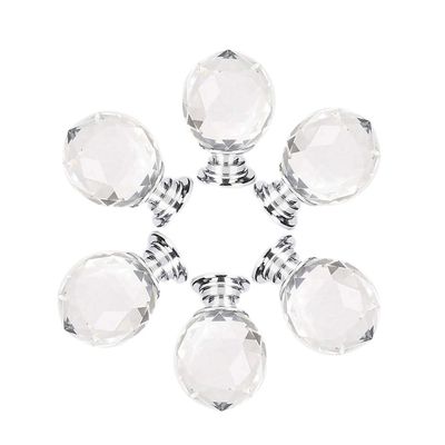 CHMADO Crystal Door knobs,6pcs Clear Crystal Glass Knobs Pull Handles for Drawer Cabinet Door Cupboard Kitchen Dresser Home Office DIY with 0.99in and 1.58in Length Screws