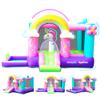 Unicorn Bounce House with Slide, Inflatable Pink Bouncy House with Air Blower,Fun Bouncy Castle for Girls Aged 3-10,Ideal for Birthday Parties and Backyard Fun,Wet & Dry Use with Water Pool& Ball Pit view 1