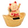Boxwizard Solar Powered Lucky Cat Ornament Solar Wealth Welcome Waving Hand Fortune Cat Statue for Home Car Dashboard Decoration (MLY23028 Blessing Bag Yellow) view 1