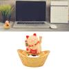 Boxwizard Solar Powered Lucky Cat Ornament Solar Wealth Welcome Waving Hand Fortune Cat Statue for Home Car Dashboard Decoration (MLY23028 Blessing Bag Yellow) view 2