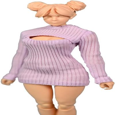 1/12 Scale Female Clothes,Figure Doll Clothes Stretch Tight Open Chest Sweater Bottoming Shirt Outfit Costume for 6" Female Soldier Action Figure Body Dolls Toys (Pink)