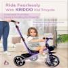 KRIDDO 2-in-1 Toddler Tricycle for Ages 18 Months to 5 Years Old - Extended Push Handle for Effortless Push, Gift Trike for Toddler 3 to 5 Year, Kids Tricycle with Foldable Front Footrest, Purple view 4