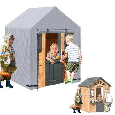 Kids Outdoor Playhouse Cover, 600D Heavy Duty Oxford Waterproof Covers, Large 57" L x 57" W x 63" H Protection Cover Suitable for Multiple Brands Backyard Wooden Playhouse