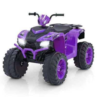 HONEY JOY 24V Kids ATV, 4 Wheeler Battery Power Ride On ATV Toy for Big Kids, LED Lights, High/Low Speed, Treaded Tires, Music, Off-Road Toddler Quad, Electric Car for Boys Girls (Purple)