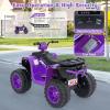 HONEY JOY 24V Kids ATV, 4 Wheeler Battery Power Ride On ATV Toy for Big Kids, LED Lights, High/Low Speed, Treaded Tires, Music, Off-Road Toddler Quad, Electric Car for Boys Girls (Purple) view 4