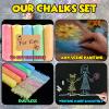 160Pcs Sidewalk Chalk Set in 5 Colors 32 Packs: Washable Jumbo Sidewalk Chalk Bulk for Kids Outdoor Art, Non-Toxic Dustless Giant Box Chalkboard Chalk for Toddler Painting on Blackboard, Party view 3