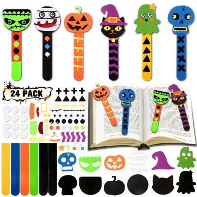 Letapapa Halloween Crafts for Kids Ages 4-8, 24 Pack DIY Bookmarks for Halloween Party Favors Trick or Treat,Goodie Bag Stuffers,School Classroom Prizes for Kids Art and Craft Activities