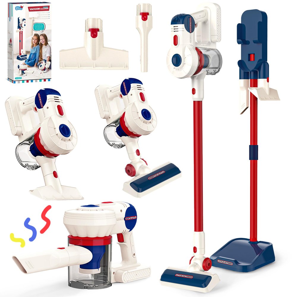 Kids Vacuum That Really Works, SMILESSKIDDO Kids Cleaning Toy Set - 3 in 1 Suction Design & Safe Material Toy Vacuum - Perfect Montessori Pretend Vacuum for Toddlers 3-8