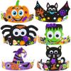 Winlyn 24 Sets Halloween Headbands Craft Kits DIY Crown Art Sets Spider Bat Jack-o'-Lantern Witch Hat with Halloween Foam Stickers Crafts for Kids Classroom Activities Party Favors Trick-or-Treat view 3
