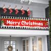 2Pcs Thanksgiving Yard Banner 118" x 19.7" Large Merry Christmas Decor Happy Christmas Thanksgiving Banner Outdoor Thanksgiving Fall Party Banners Decor Christmas Tree Elk Snowflake Hanging Banner view 4