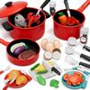 Lehoo Castle Play Kitchen Accessories, Play Pots and Pans Sets for Kids Kitchen, Play Food Sets for Kids, Toddler Cooking Set with Utensils, Toy Foods for Toddlers 3-5, Toys for 3+ Years Old Girls view 1