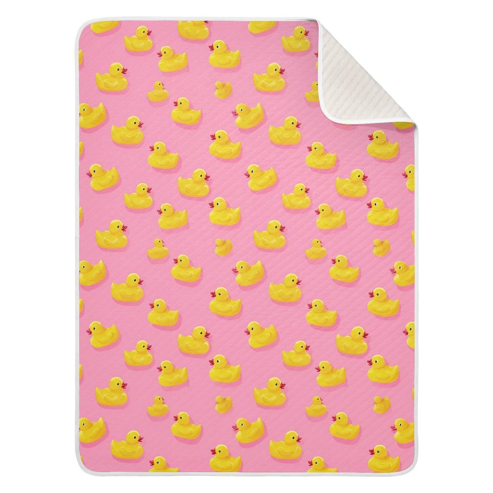 SHJI Baby Blanket Yellow Rubber Duck Pink Swaddle Blanket Cotton Nursery Girls Bed Blankets Boys Crib Blanket for Crib Stroller Nursery 30x40in