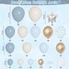 Ouddy Life Dusty Blue Balloons Arch Kit, Different Sizes 18 12 10 5Inch Fog Blue Sand White Champagne Gold Latex Confetti Star Foil Balloon for Boys Baby Bridal Shower Birthday Boho Party Decorations view 2