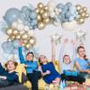 Ouddy Life Dusty Blue Balloons Arch Kit, Different Sizes 18 12 10 5Inch Fog Blue Sand White Champagne Gold Latex Confetti Star Foil Balloon for Boys Baby Bridal Shower Birthday Boho Party Decorations view 4