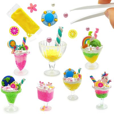 DIY Mini Cream Foods Toy Making Material Kit Kitchen Pretend Play Food Set for Kids Age 8+ Make Your Food (Six Cups Set)