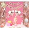NANINUNENO 1st Rose Gold Birthday Party Decorations for Baby Girls, Rose Gold Happy Birthday Banner, Fringe Curtains, Heart Foil Balloons, Crown Balloons for Girls' First Birthday Decorations view 4