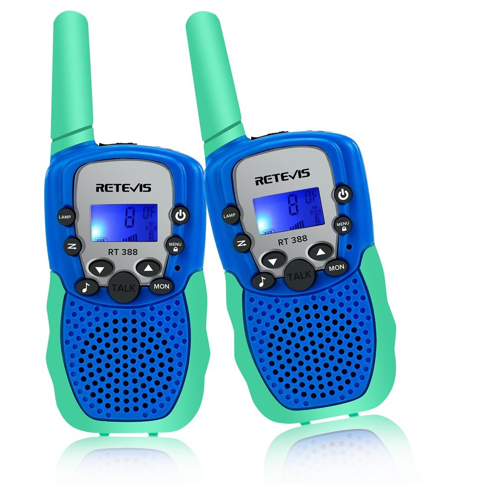 Retevis RT388 Walkie Talkies for Kids, Toys for 6-12 Year Old Boy Girl, Long Range 2 Way Radio 22 Channel with Backlit LCD Flashlight, Kids Gifts for Boys Girls Family Games Outdoor(Blue Green 1 Pair)