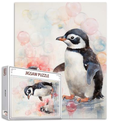 Tucocoo Cute Penguin Jigsaw Puzzles for Adults 1000 Pieces, Animal and Bubbles Art Jigsaw Puzzle Colorful DIY Craft Puzzles for Home Decoration Gifts, Family Puzzle Perfect for Game Nights 27x20 inch