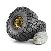 1.9 beadlock Wheels and Tires Set Rubber 1.9 Crawler Tires and Aluminum Alloy Wheels1.9 Tires for 1/10 RC Crawler Car Axial SCX10 90046 SCX10 III Traxxas TRX4 TRX6 Tamiya CC01 D904pcs (Golden) view 2