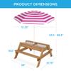 Best Choice Products Kids 3-in-1 Sand & Water Table, Wood Outdoor Convertible Picnic Table w/Umbrella, 2 Trays, Removable Top, 220lb Capacity Per Bench - Natural/Dark Pink view 3