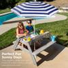 Best Choice Products Kids 3-in-1 Sand & Water Table, Wood Outdoor Convertible Picnic Table w/Umbrella, 2 Trays, Removable Top, 220lb Capacity Per Bench - Gray/Navy view 2
