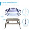 Best Choice Products Kids 3-in-1 Sand & Water Table, Wood Outdoor Convertible Picnic Table w/Umbrella, 2 Trays, Removable Top, 220lb Capacity Per Bench - Gray/Navy view 3
