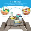Best Choice Products Kids 3-in-1 Sand & Water Table, Wood Outdoor Convertible Picnic Table w/Umbrella, 2 Trays, Removable Top, 220lb Capacity Per Bench - Gray/Navy view 4