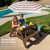 Best Choice Products Kids 3-in-1 Sand & Water Table, Wood Outdoor Convertible Picnic Table w/Umbrella, 2 Trays, Removable Top, 220lb Capacity Per Bench -Walnut/Beige view 2