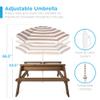 Best Choice Products Kids 3-in-1 Sand & Water Table, Wood Outdoor Convertible Picnic Table w/Umbrella, 2 Trays, Removable Top, 220lb Capacity Per Bench -Walnut/Beige view 3