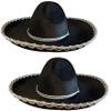 GiftExpress 2 Pack Black Mariachi Sombrero Hat with Silver Trim, Sombrero for Cinco de Mayo, Halloween Costume, Mexican Fiesta Costume view 1