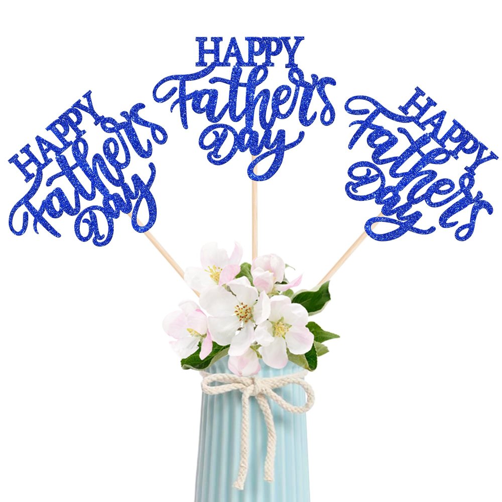 12 Pack Happy Father's Day Party Decorations Happy Father's Day Centerpieces for Tables Best Dad Ever Dad Birthday Picks for Happy Father's Day Party Table Decorations Blue